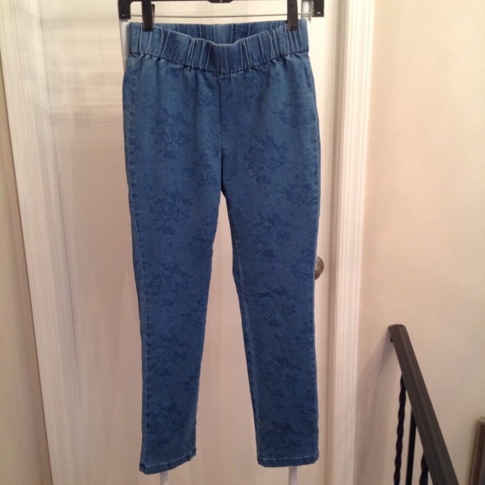 Soft Surroundings Denim Floral Print Jean Metro Leggings PXS XSP